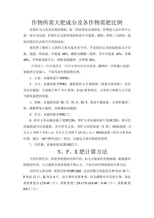N、P、K肥计算方法