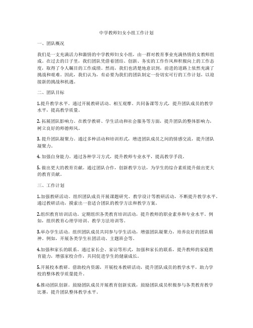 中学教师妇女小组工作计划