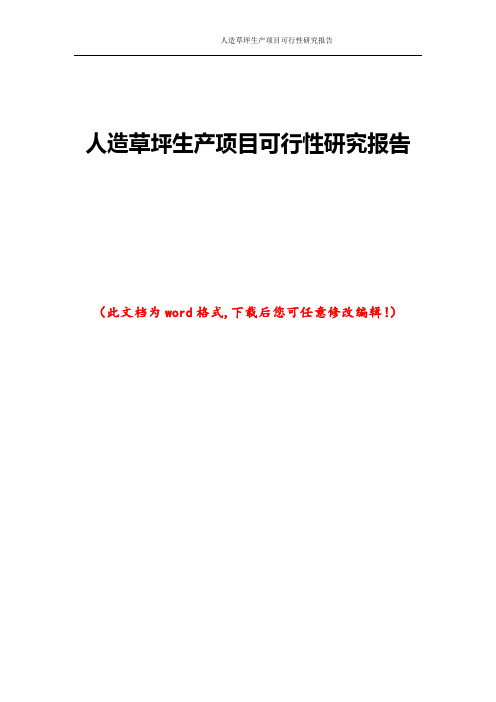 人造草坪生产项目可行性研究报告
