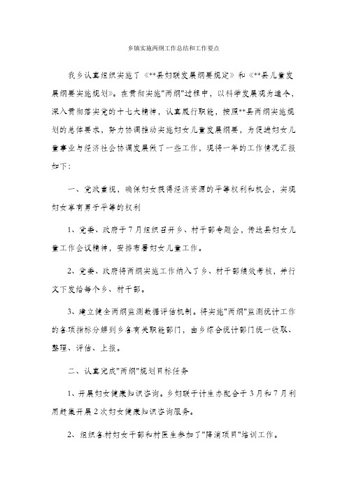乡镇实施两纲工作总结和工作要点.doc