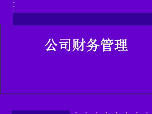 公司财务管理(PPT63页)