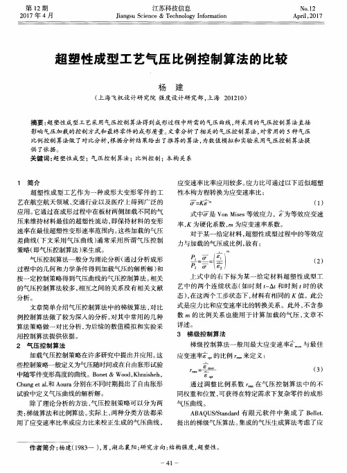 超塑性成型工艺气压比例控制算法的比较