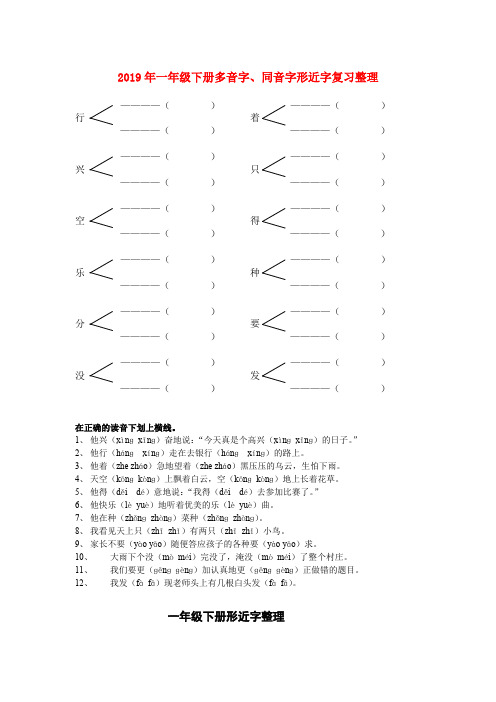 (小学教育)2019年一年级下册多音字、同音字形近字复习整理