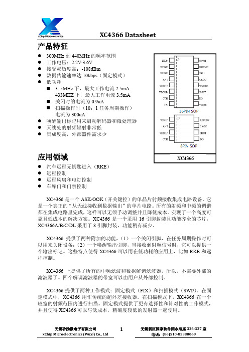 433MHz(315MHz)无线接收芯片中文规格书介绍