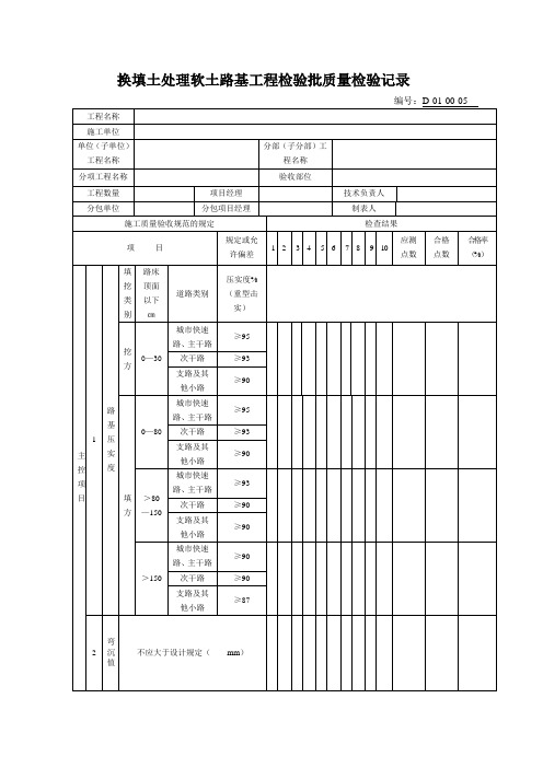 D-01-00-05换填土处理软土路基工程检验批质量检验记录