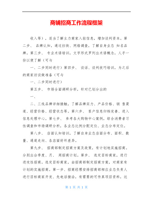 商铺招商工作流程框架