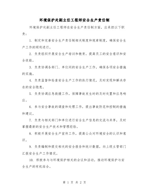 环境保护处副主任工程师安全生产责任制（二篇）