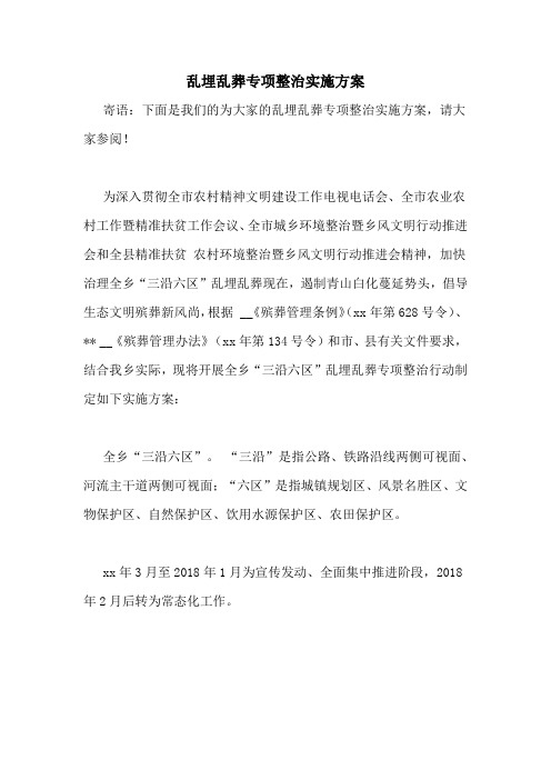 乱埋乱葬专项整治实施方案