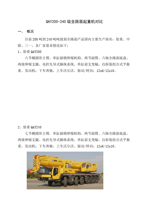 QAY200-240全地面起重机对比