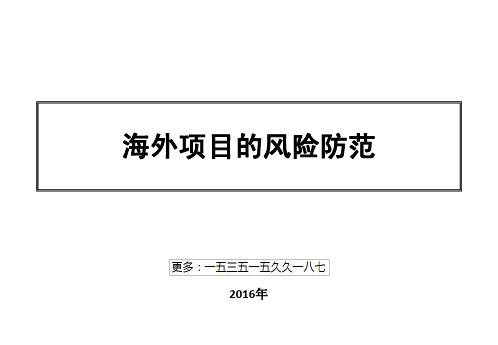 海外项目的风险防控