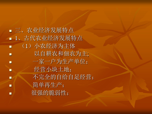 农业经济发展的特点