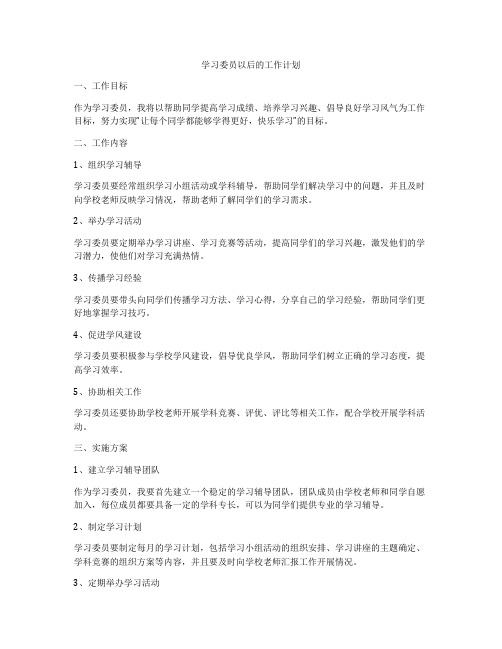 学习委员以后的工作计划