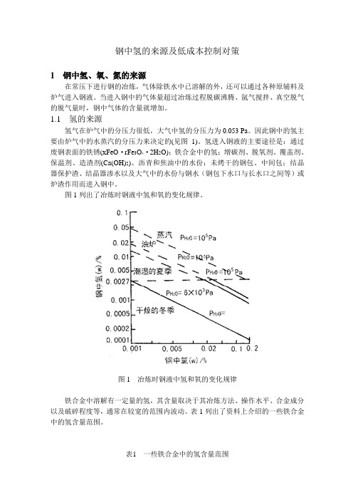 钢中氢的来源及低成本控制对策