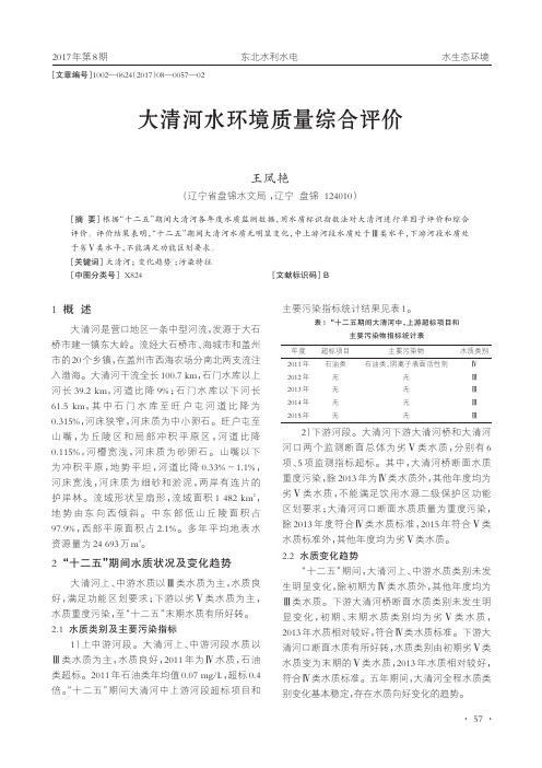 大清河水环境质量综合评价