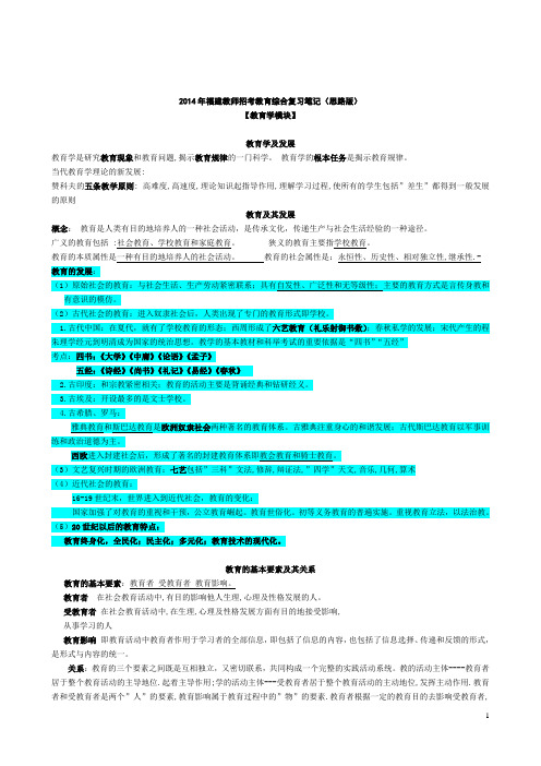 2014福建教师招考教育综合参考材料整理