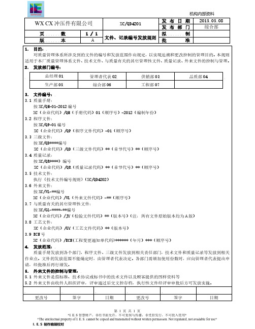 文件、记录编号与发放规则