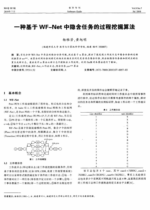 一种基于WF-Net中隐含任务的过程挖掘算法