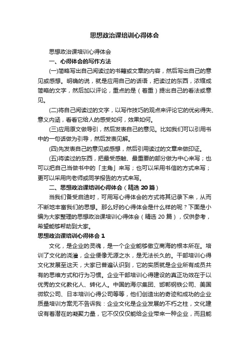 思想政治课培训心得体会（精选20篇）