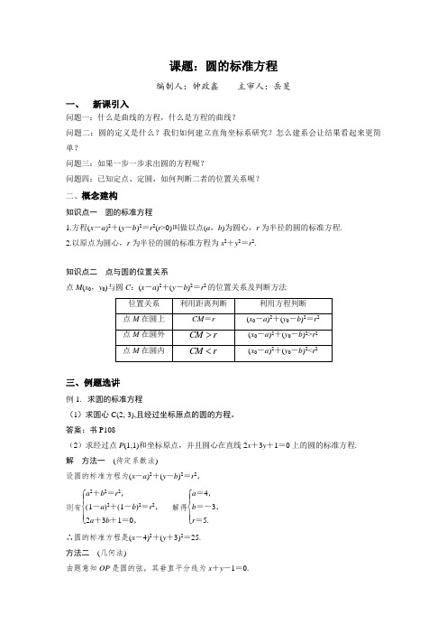 11圆的标准方程教师版
