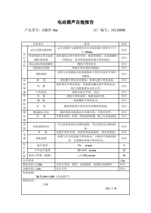 电动葫芦自检报告10