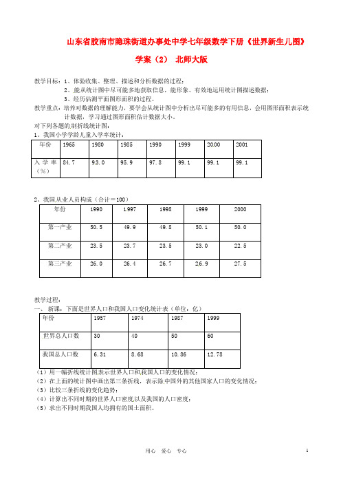 山东省胶南市隐珠街道办事处中学七年级数学下册《世界新生儿图》学案(无答案)(2) 北师大版
