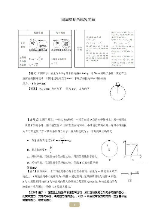 圆周运动的临界问题