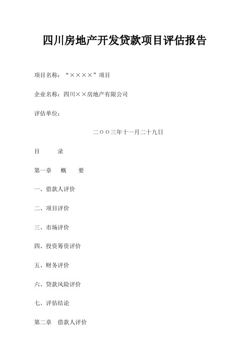 四川某房地产公司贷款项目评估报告