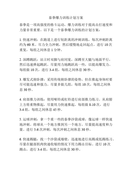 泰拳爆力训练计划方案