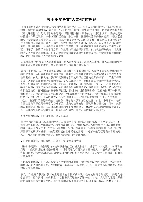 关于小学语文“人文性”的理解