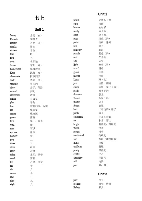 冀教版-初中英语-词汇表(完整)