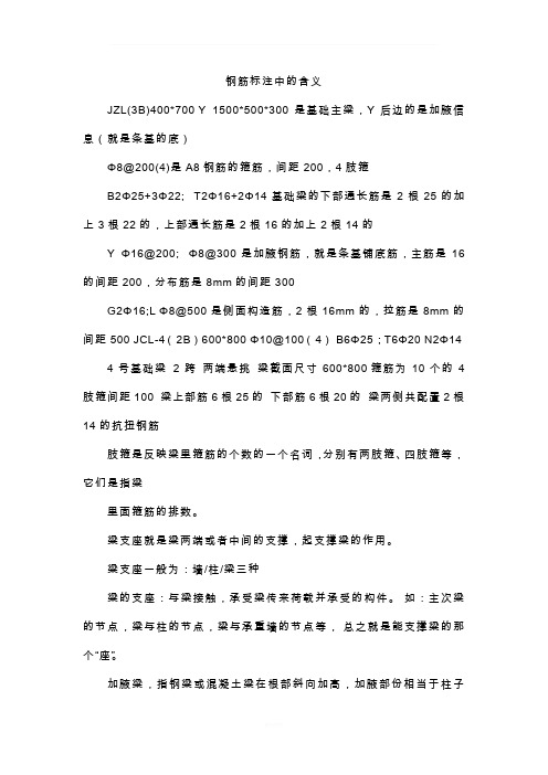 钢筋平法标注在图纸中的含义