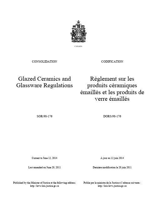 SOR_98-176 Glazed ceramics and glassware regulations
