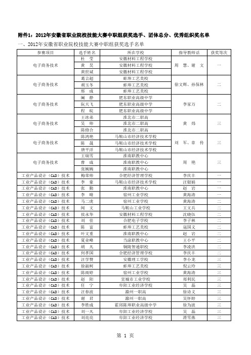中职组获奖选手