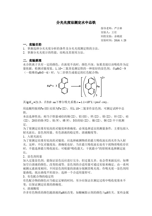 分光光度法测定水中总铁