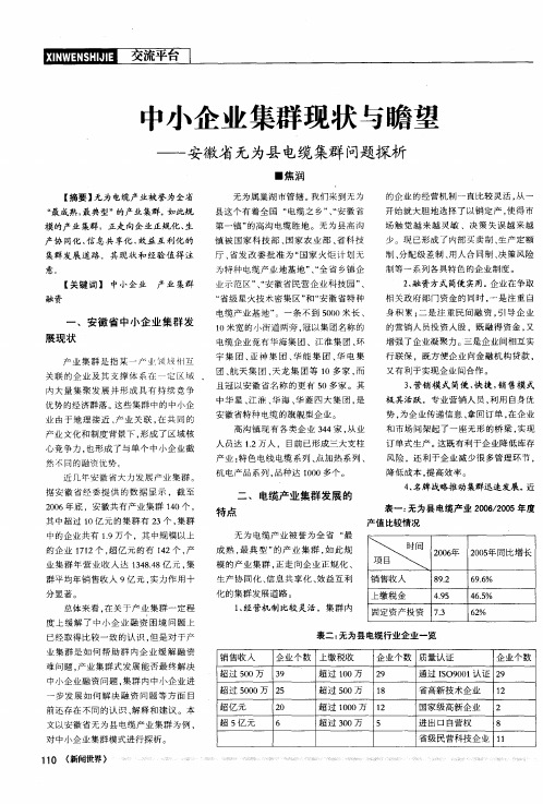 中小企业集群现状与瞻望——安徽省无为县电缆集群问题探析