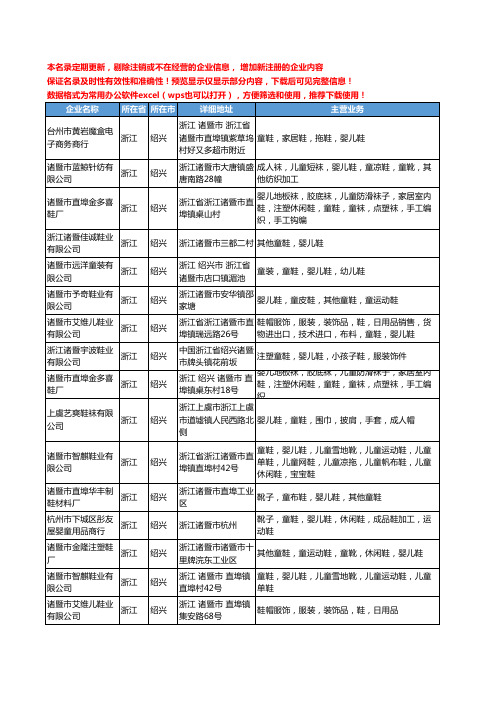 新版浙江省绍兴童鞋婴儿鞋工商企业公司商家名录名单联系方式大全18家