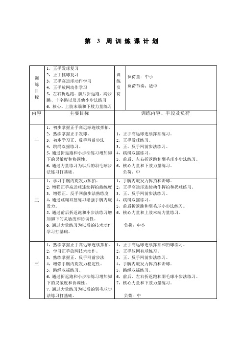 羽毛球课时计划