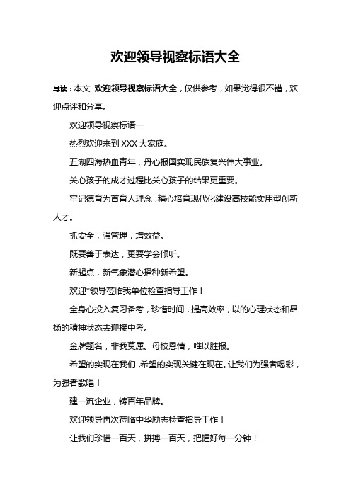 欢迎领导视察标语大全
