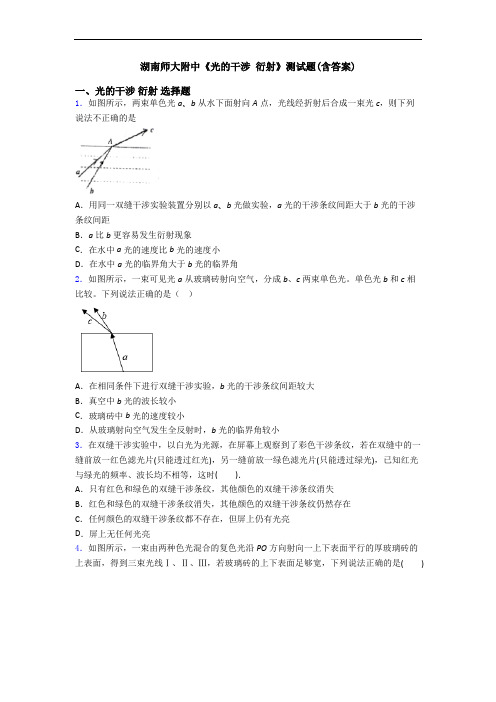 湖南师大附中《光的干涉 衍射》测试题(含答案)