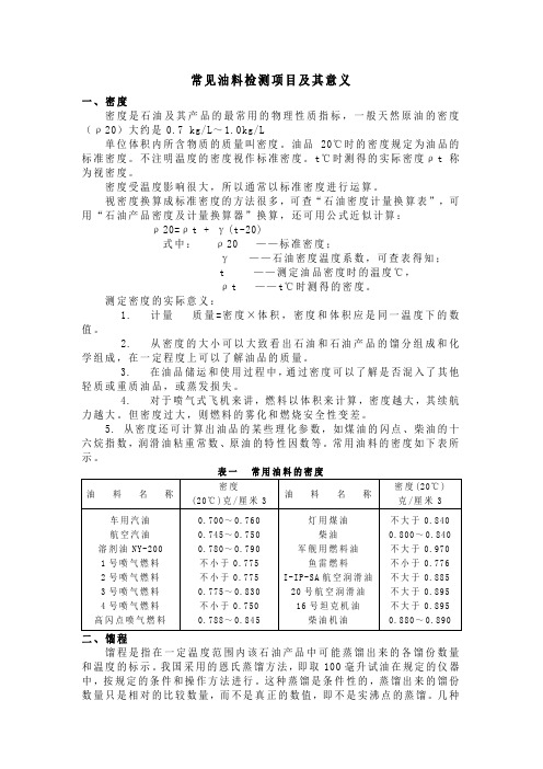 油料检测项目及其意义.
