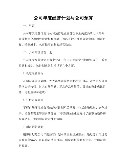 公司年度经营计划与公司预算