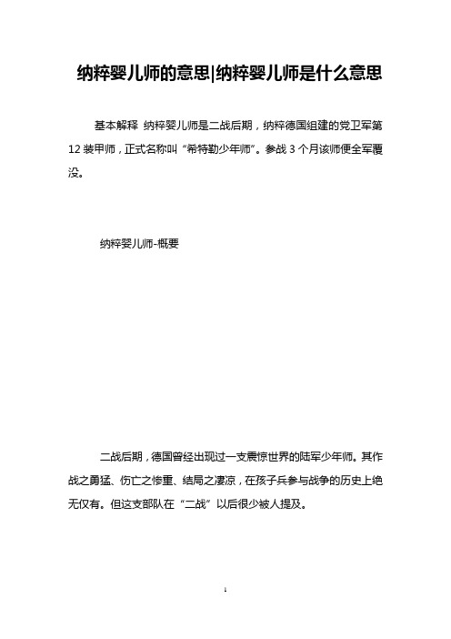 纳粹婴儿师的意思-纳粹婴儿师是什么意思 