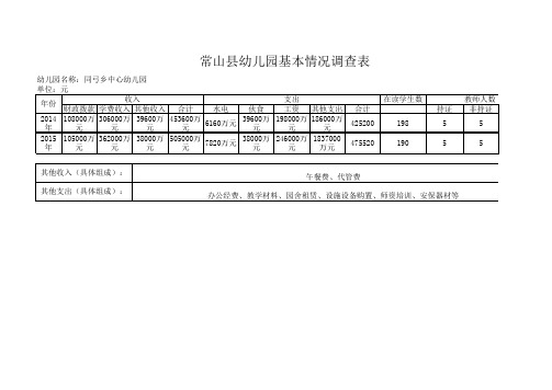 幼儿园基本情况调查表同弓