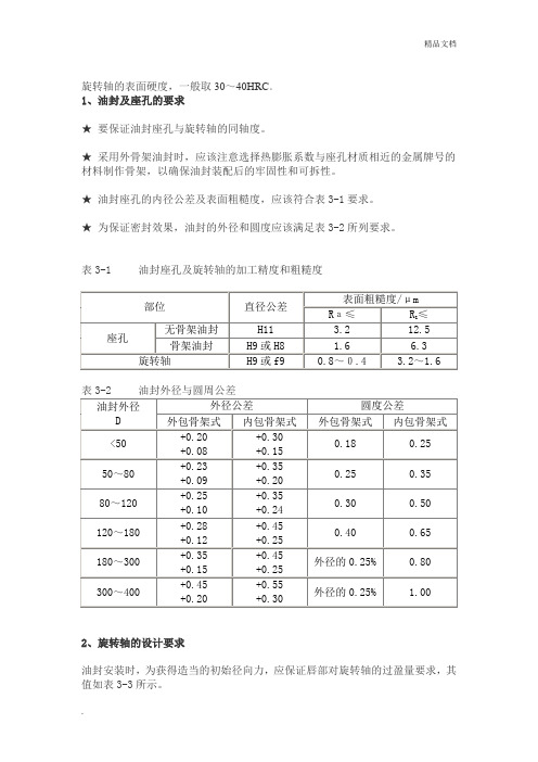 油封和轴的配合尺寸