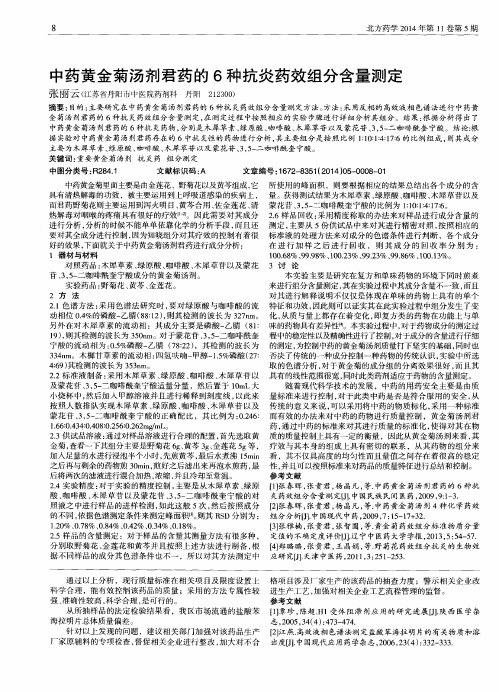 中药黄金菊汤剂君药的6种抗炎药效组分含量测定
