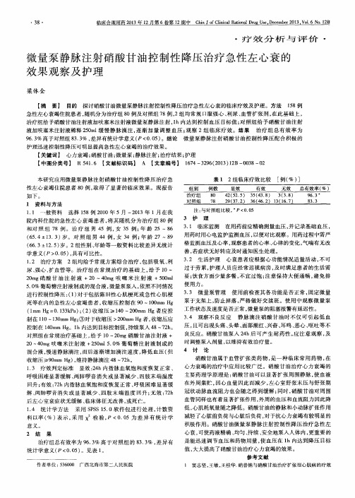 微量泵静脉注射硝酸甘油控制性降压治疗急性左心衰的效果观察及护理