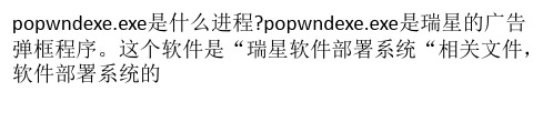 popwndexe.exe是什么进程,怎么禁止popwndexe.exe启动？