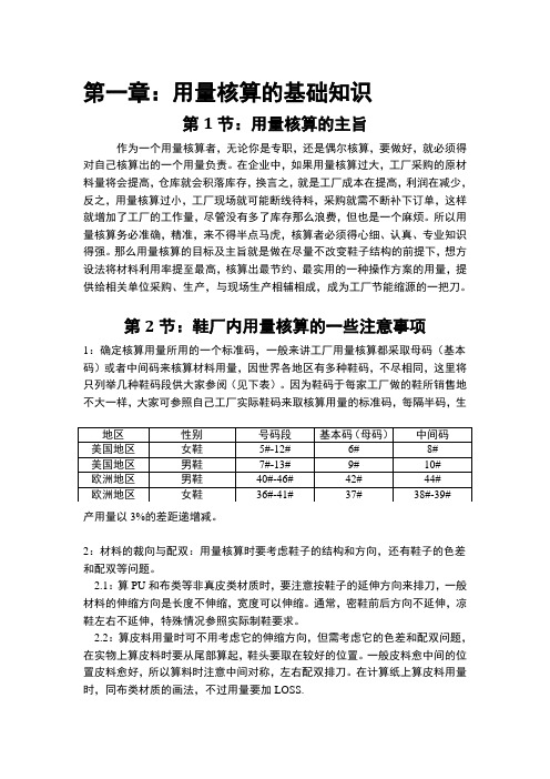 用量核算的基础知识