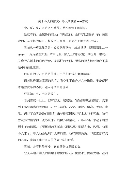 关于冬天的作文：冬天的使者——雪花-作文