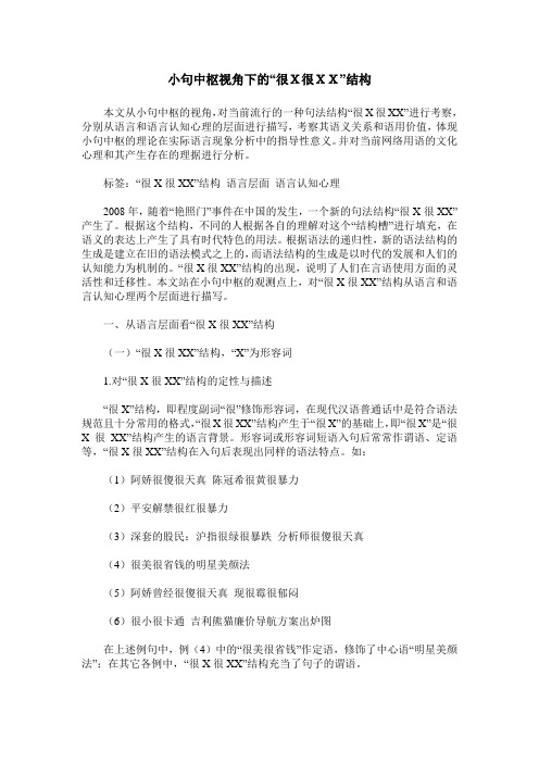 小句中枢视角下的“很X很XX”结构